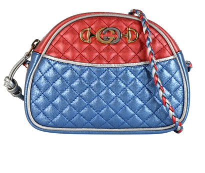 Mini Dome Trapuntata, &pound;550, Handbags, Blue/Red, Leather, Front view